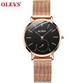 2020 OLEVS Lady Business Quartz WristWatch Minimalist Rose Mesh Power Reserve Watch For Lady Free Shipping Watch